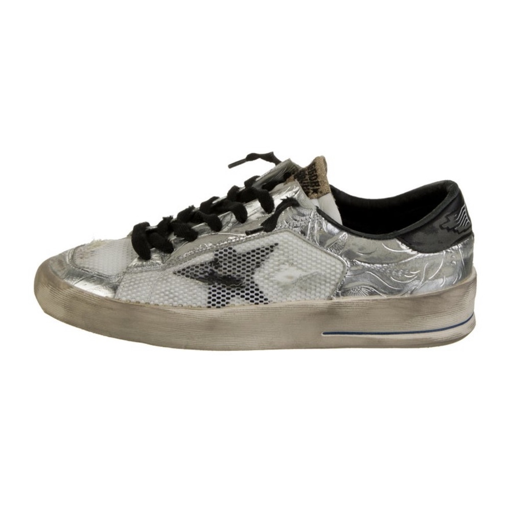 Golden Goose Silver and Black Sneakers